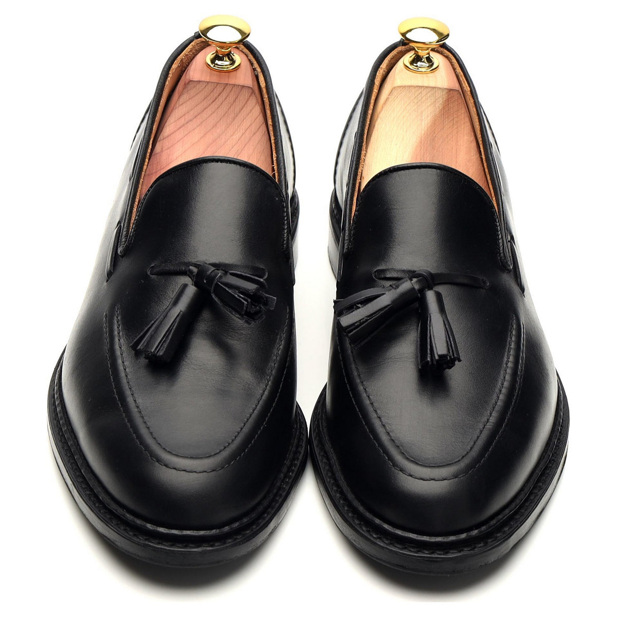 &#39;Elton&#39; Black Leather Tassel Loafer UK 7.5