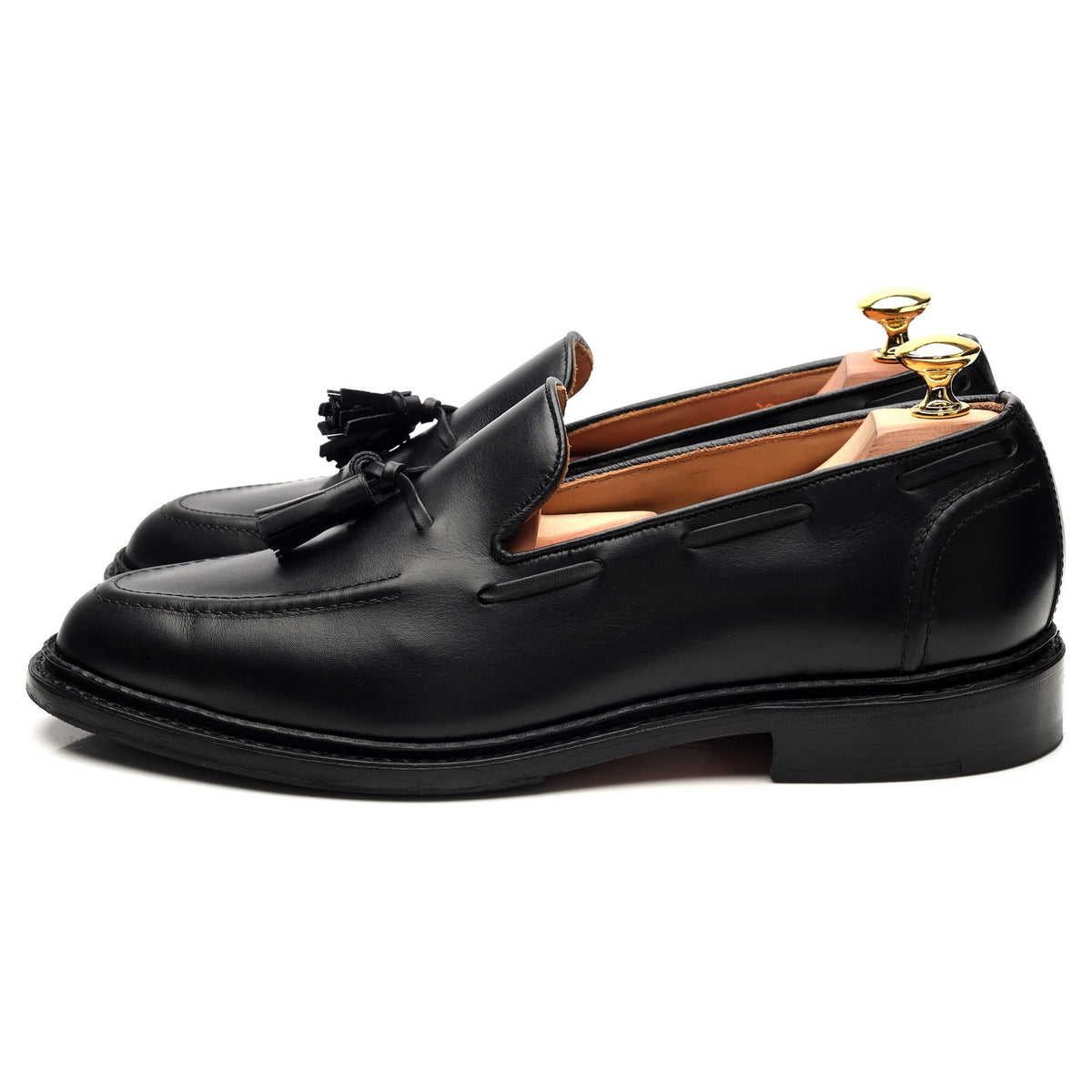 &#39;Elton&#39; Black Leather Tassel Loafer UK 7.5