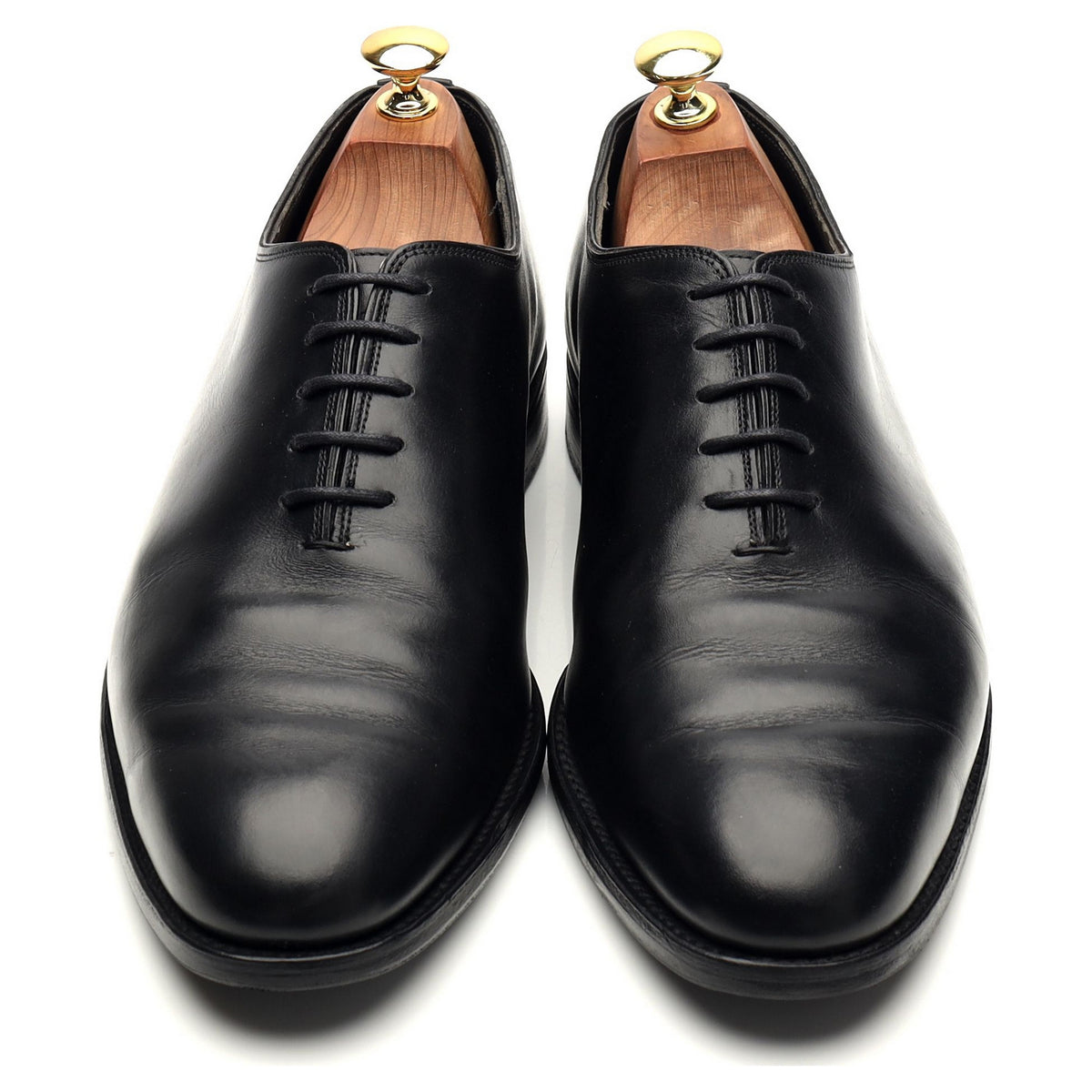 Gieves &amp; Hawks Black Leather Wholecut Oxford UK 8.5 F