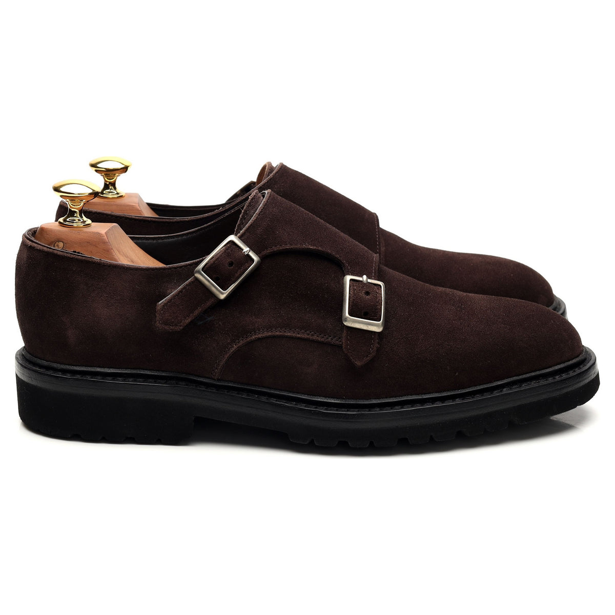 &#39;Luke&#39; Dark Brown Suede Double Monk Strap UK 6 E