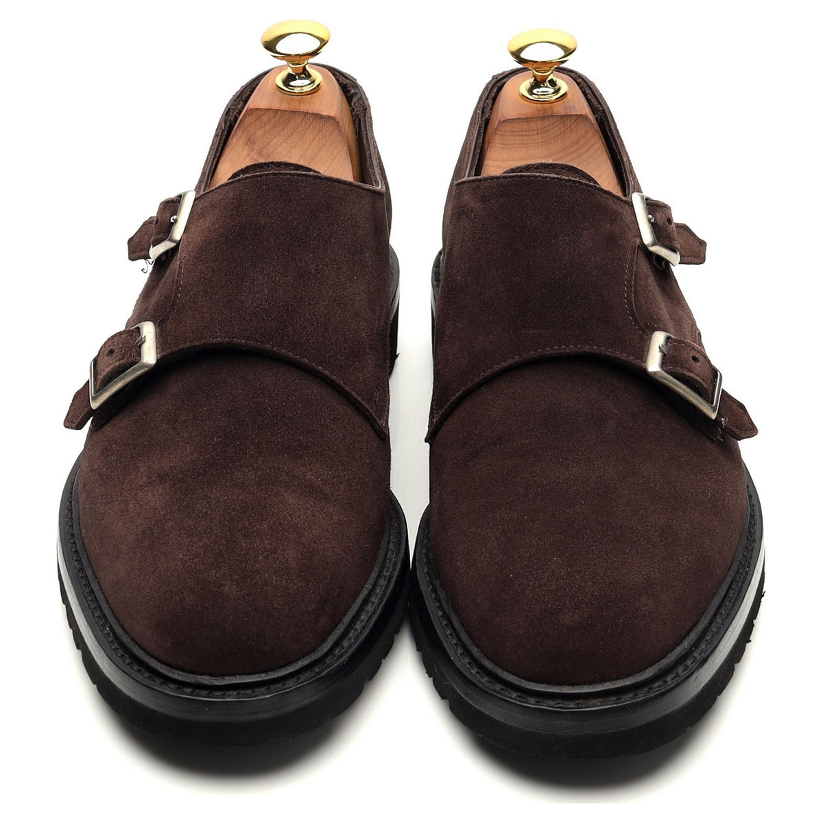 &#39;Luke&#39; Dark Brown Suede Double Monk Strap UK 6 E