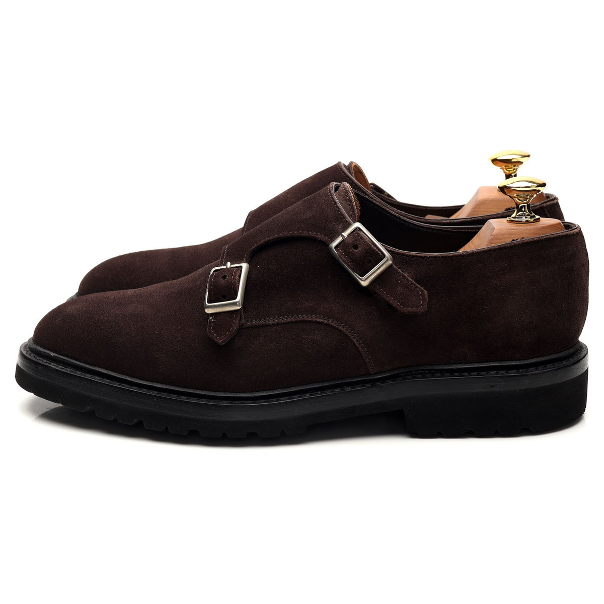 &#39;Luke&#39; Dark Brown Suede Double Monk Strap UK 6 E