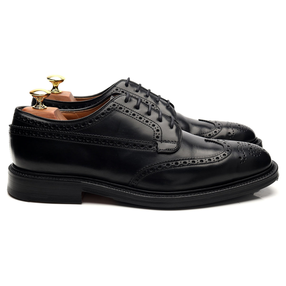 &#39;Wirral&#39; Black Leather Derby Brogue UK 8 F