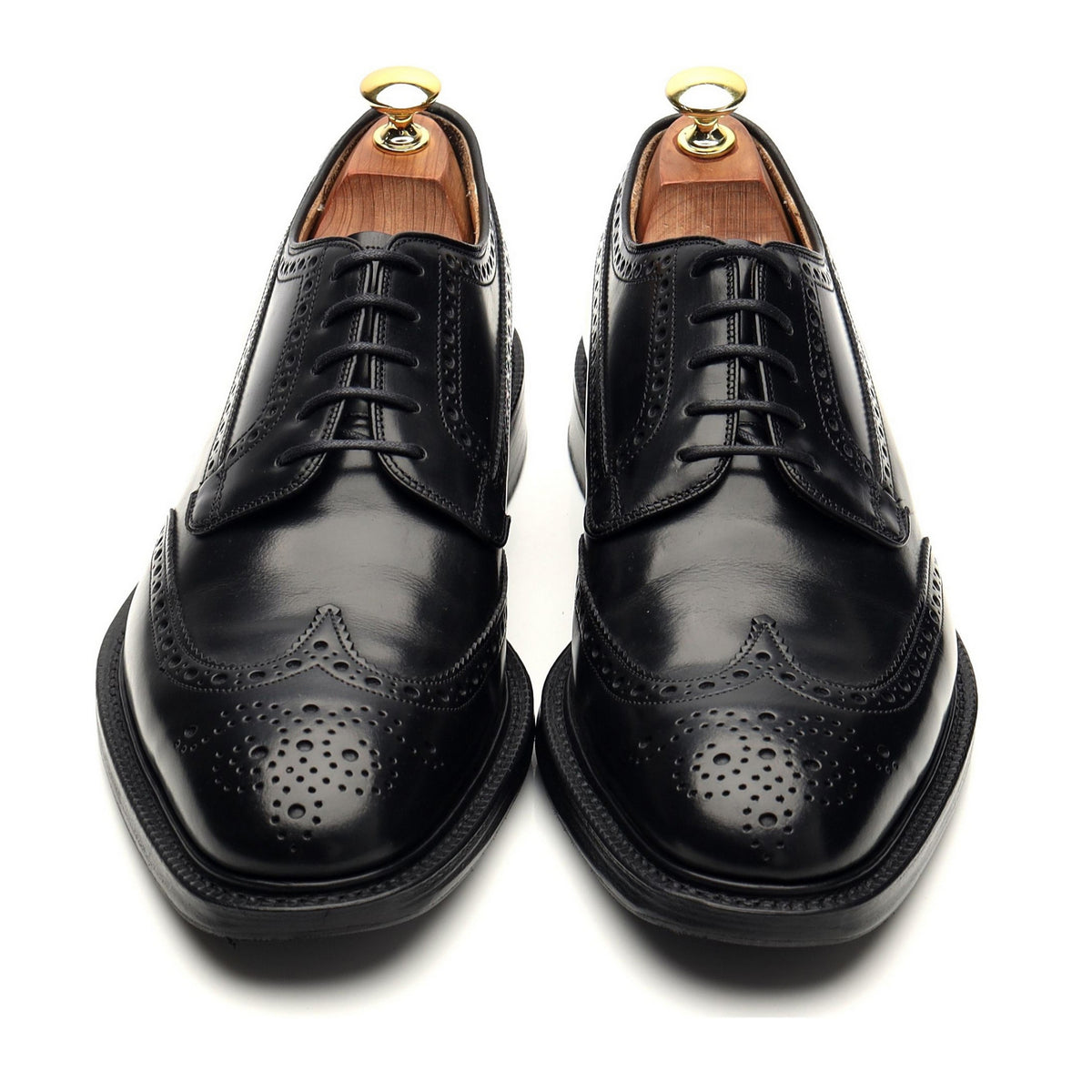 &#39;Wirral&#39; Black Leather Derby Brogue UK 8 F