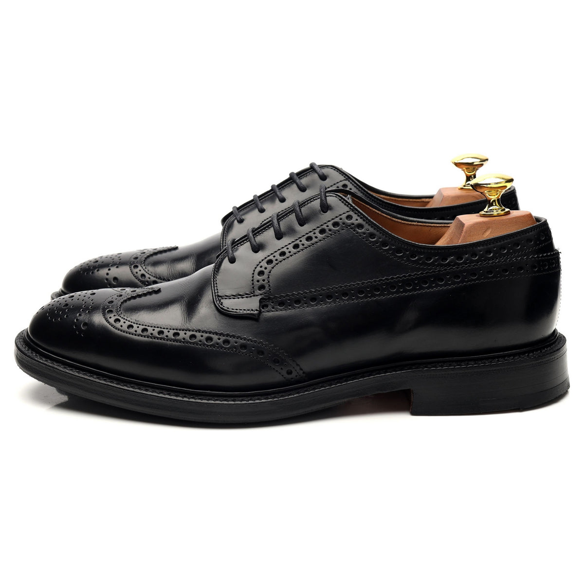 &#39;Wirral&#39; Black Leather Derby Brogue UK 8 F