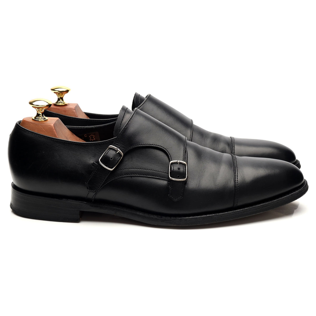 1880 &#39;Cannon&#39; Black Leather Double Monk Strap UK 9 F