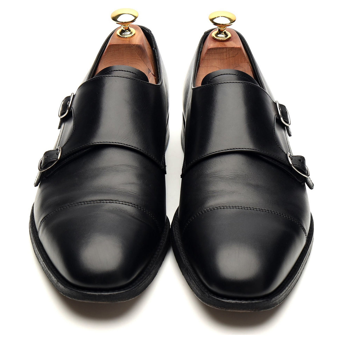 1880 &#39;Cannon&#39; Black Leather Double Monk Strap UK 9 F