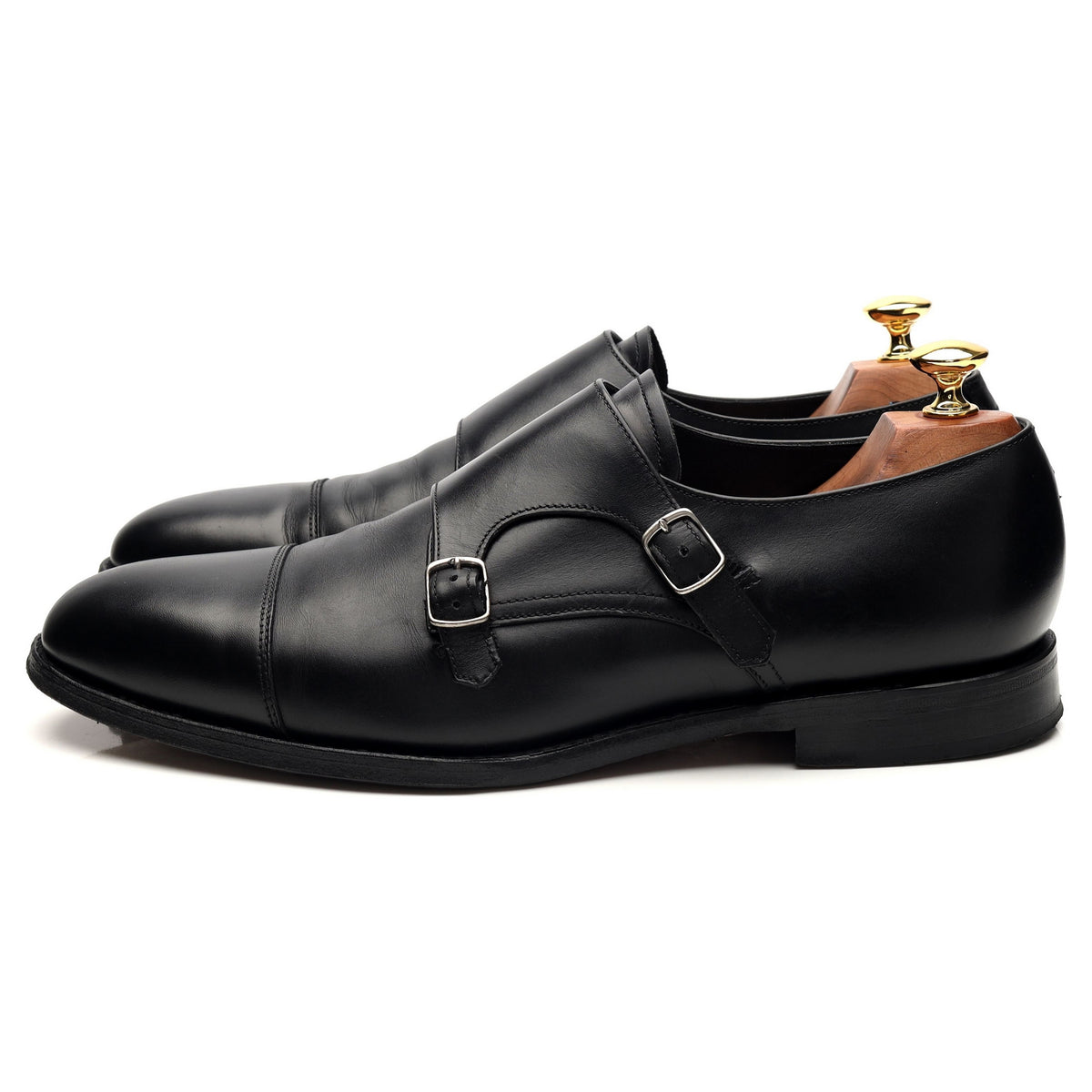 1880 &#39;Cannon&#39; Black Leather Double Monk Strap UK 9 F