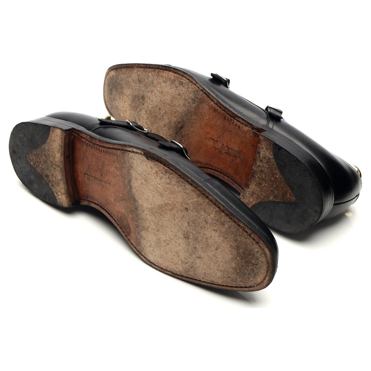 1880 &#39;Cannon&#39; Black Leather Double Monk Strap UK 9 F