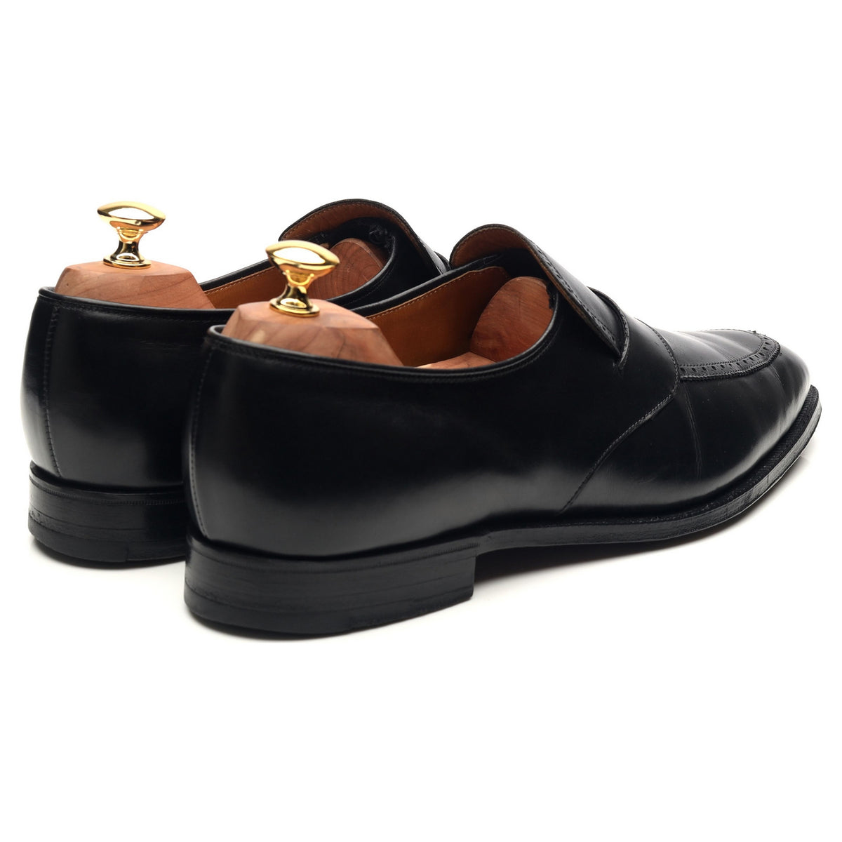 Black Leather Slip On Loafers UK 10 E