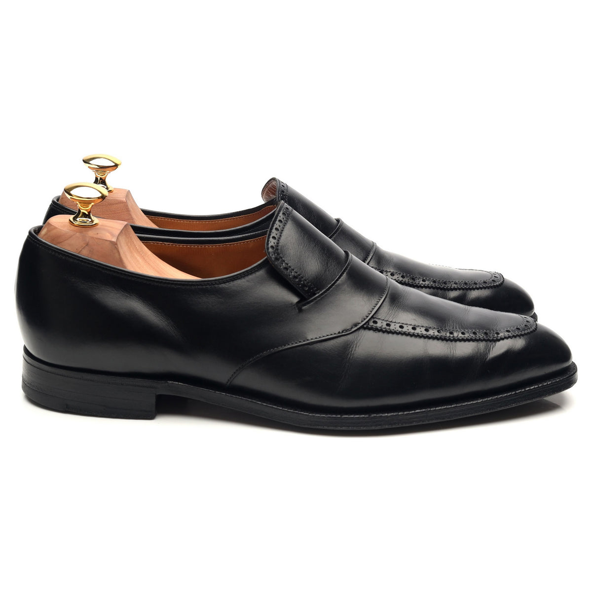 Black Leather Slip On Loafers UK 10 E