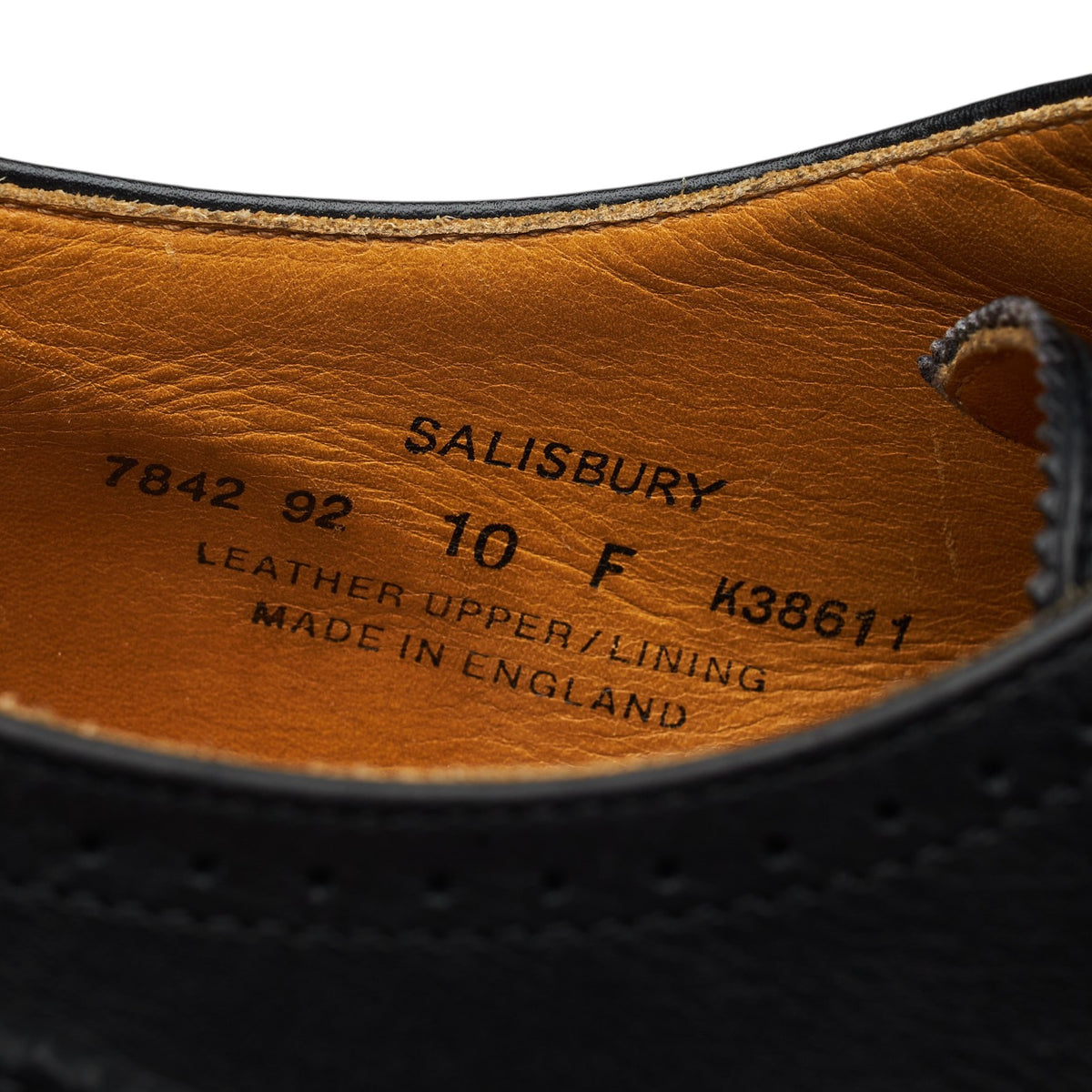'Salisbury' Black Leather Derby Brogues UK 10 F