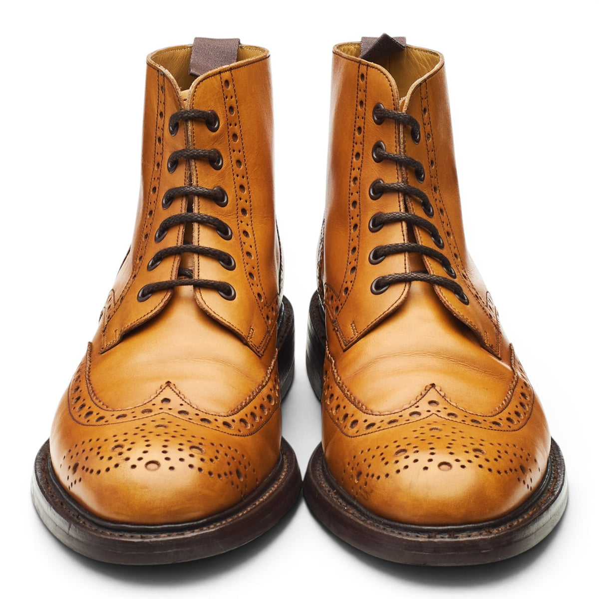 'Harrison' Tan Brown Leather Brogue Boots UK 9.5 F