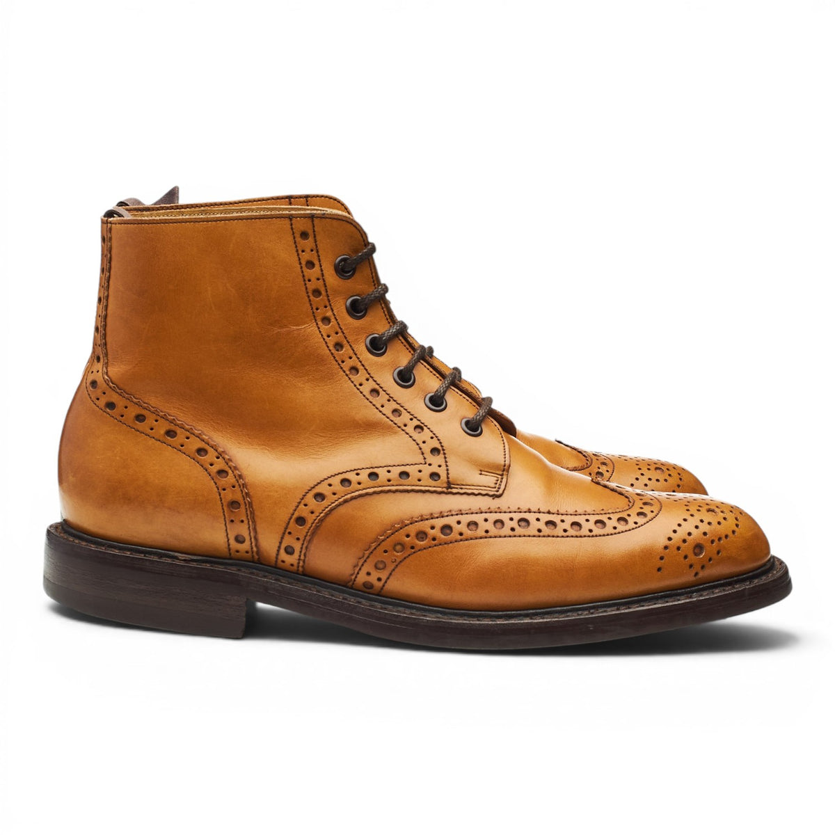 'Harrison' Tan Brown Leather Brogue Boots UK 9.5 F