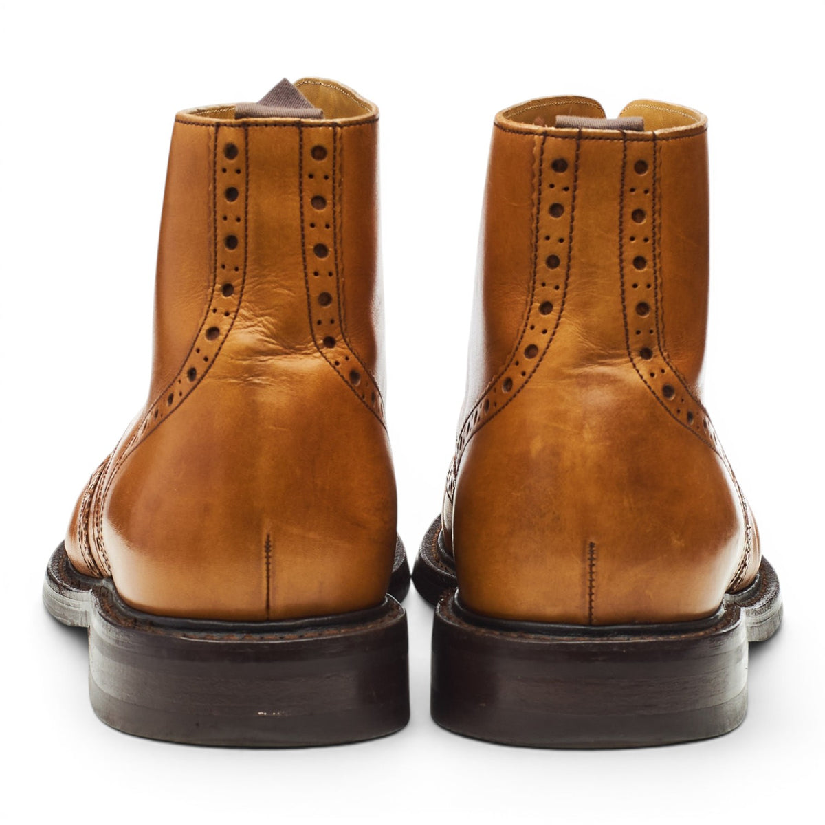 'Harrison' Tan Brown Leather Brogue Boots UK 9.5 F