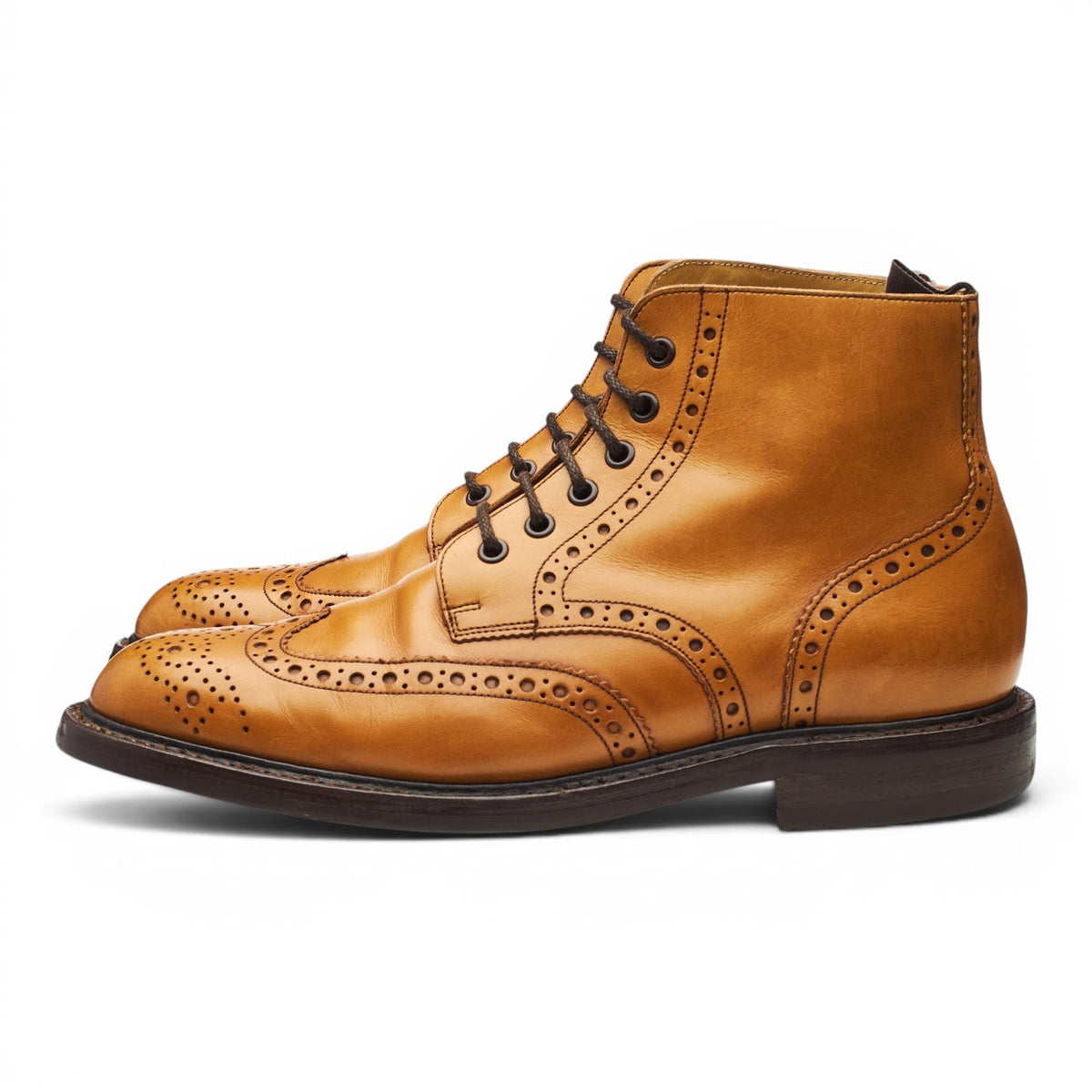 'Harrison' Tan Brown Leather Brogue Boots UK 9.5 F