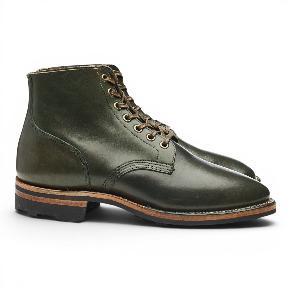 Dark Green Leather Service Boots UK 6.5 E