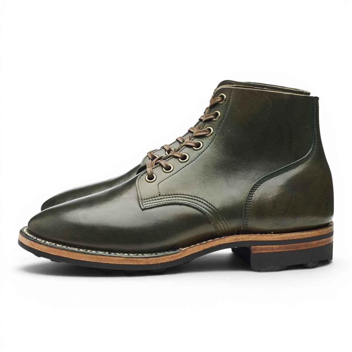 Dark Green Leather Service Boots UK 6.5 E
