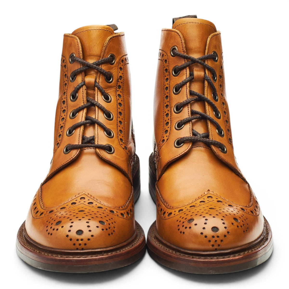 1880 'Bedale' Tan Brown Leather Brogue Boots UK 6 G