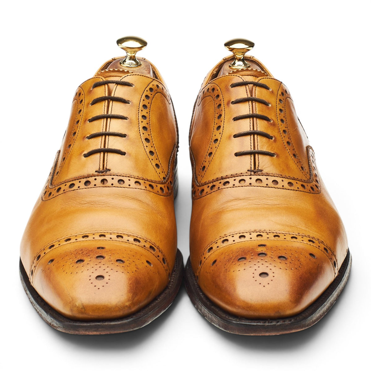 'Maidstone' Tan Brown Leather Oxford Brogues UK 11 F