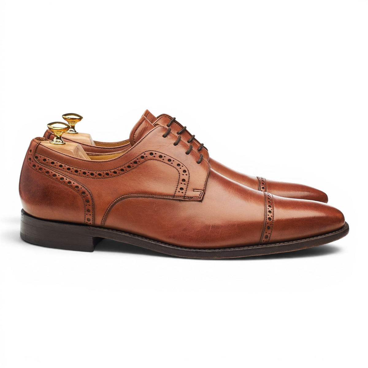 'Leo' Tan Brown Leather Derby Brogues UK 10 G