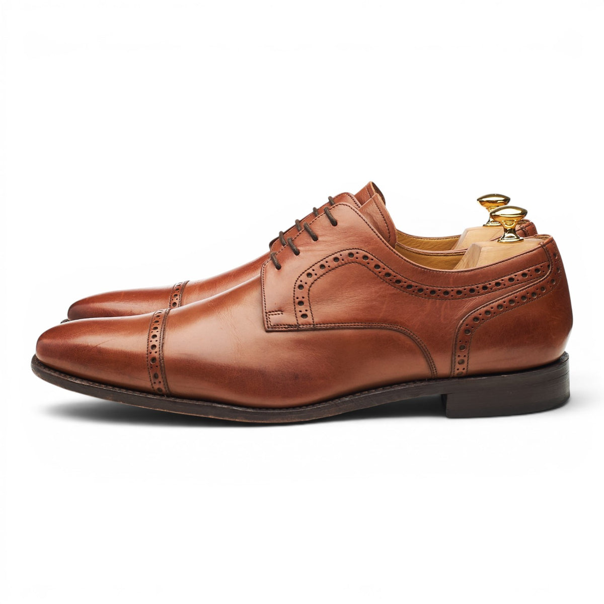 'Leo' Tan Brown Leather Derby Brogues UK 10 G