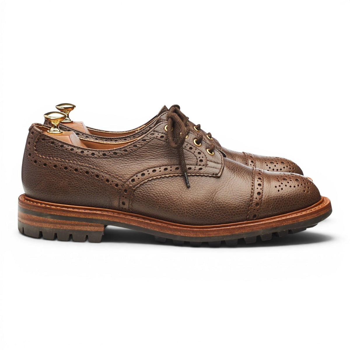 '7047' Brown Grain Leather Derby Brogues UK 9