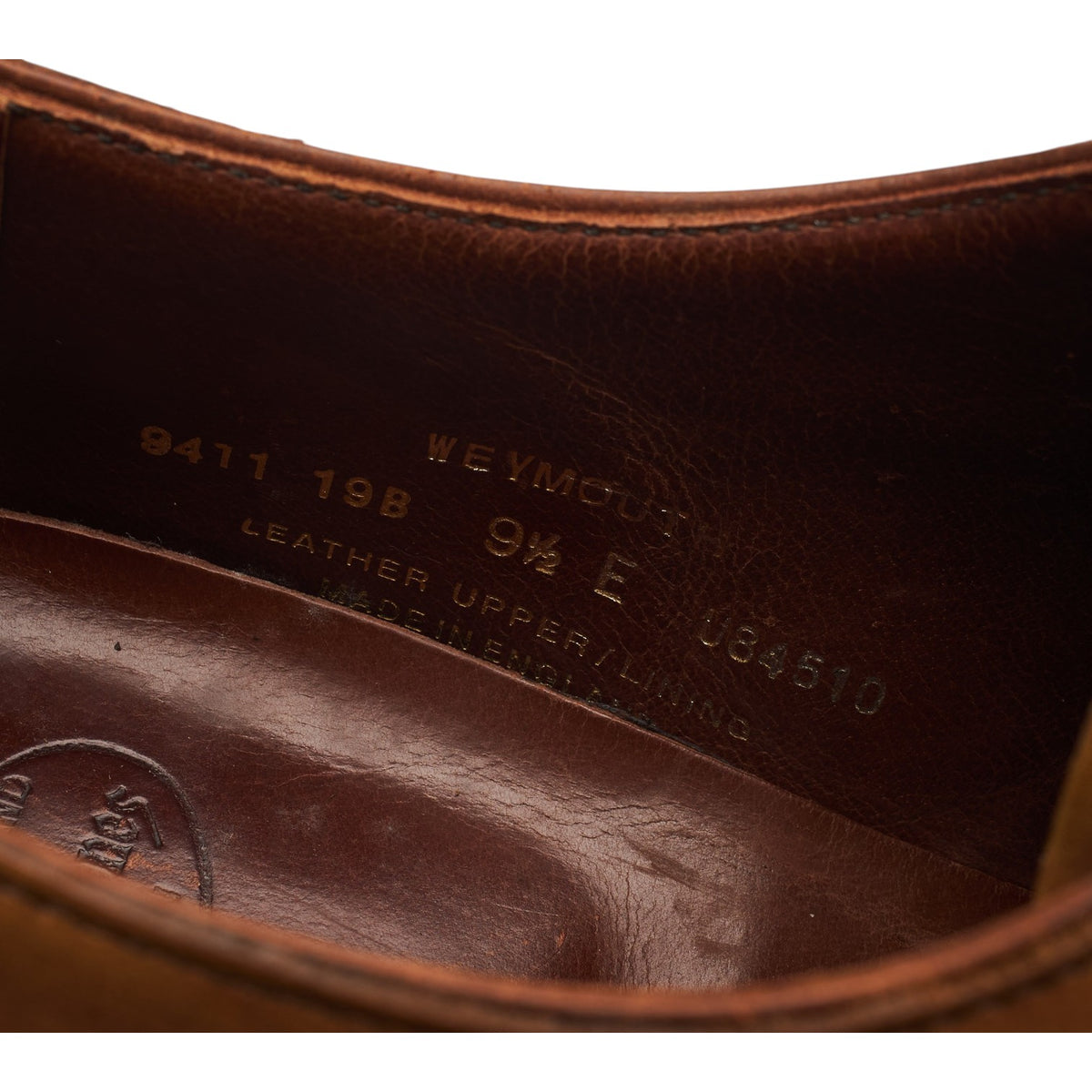 'Weymouth' Brown Leather Wholecut Oxford UK 9.5 E
