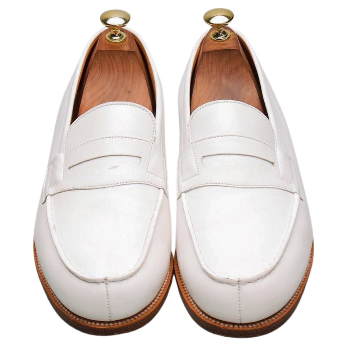&#39;180 Mocassin&#39; White Leather Loafers 7 E UK 8