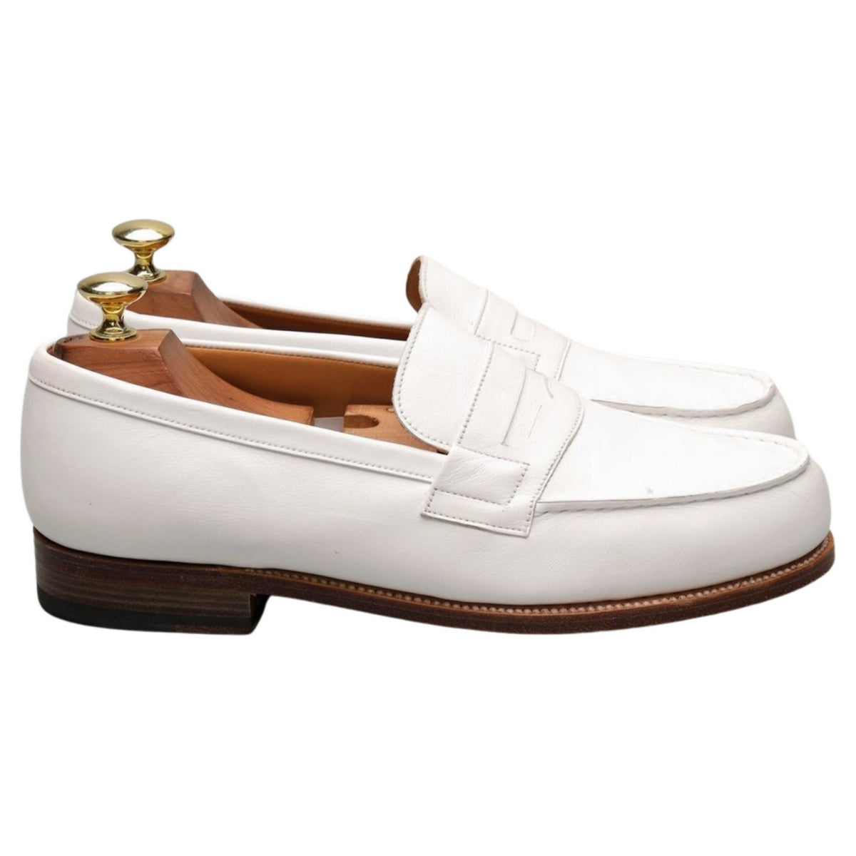 &#39;180 Mocassin&#39; White Leather Loafers 7 E UK 8