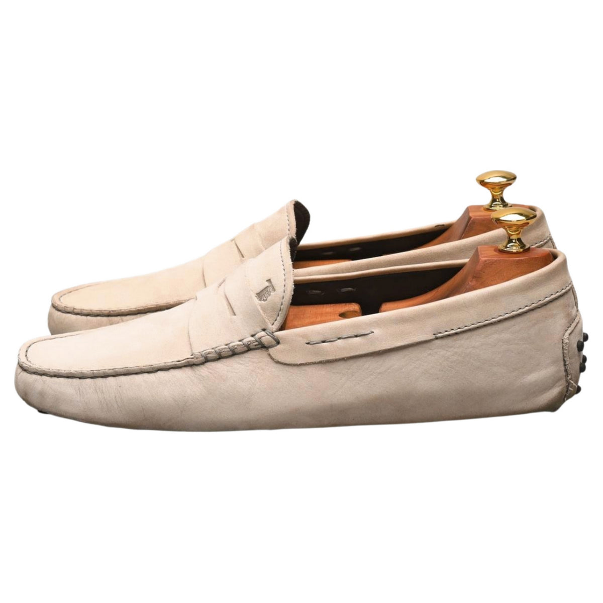 Gommino Light Grey Nubuck Driving Loafers UK 9