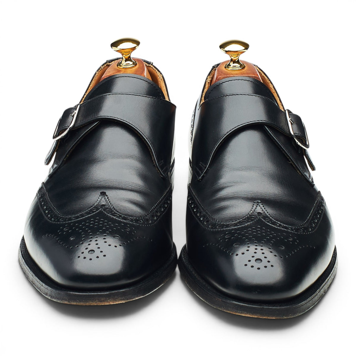 'Chalfont' Black Leather Monk Strap UK 10 E