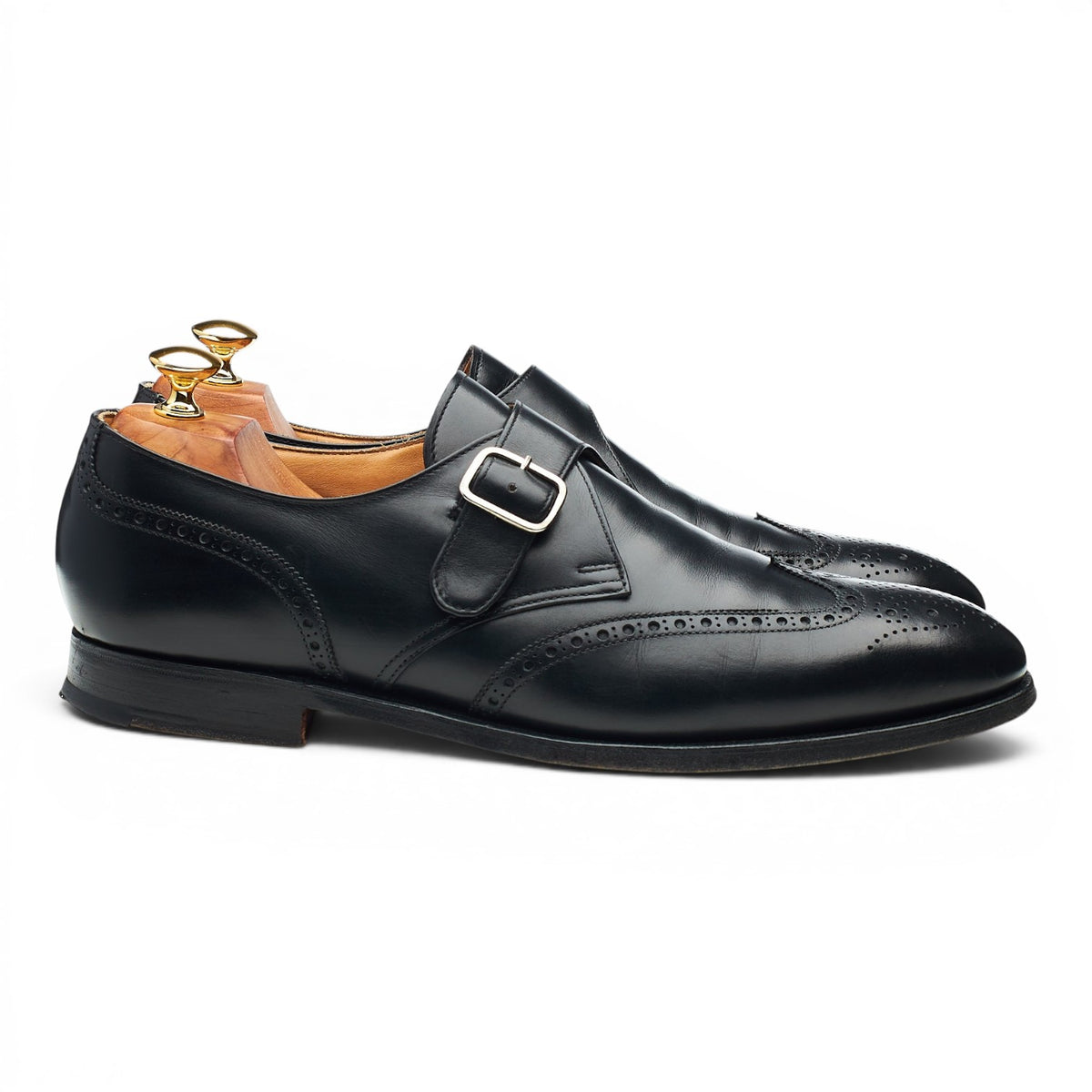 'Chalfont' Black Leather Monk Strap UK 10 E