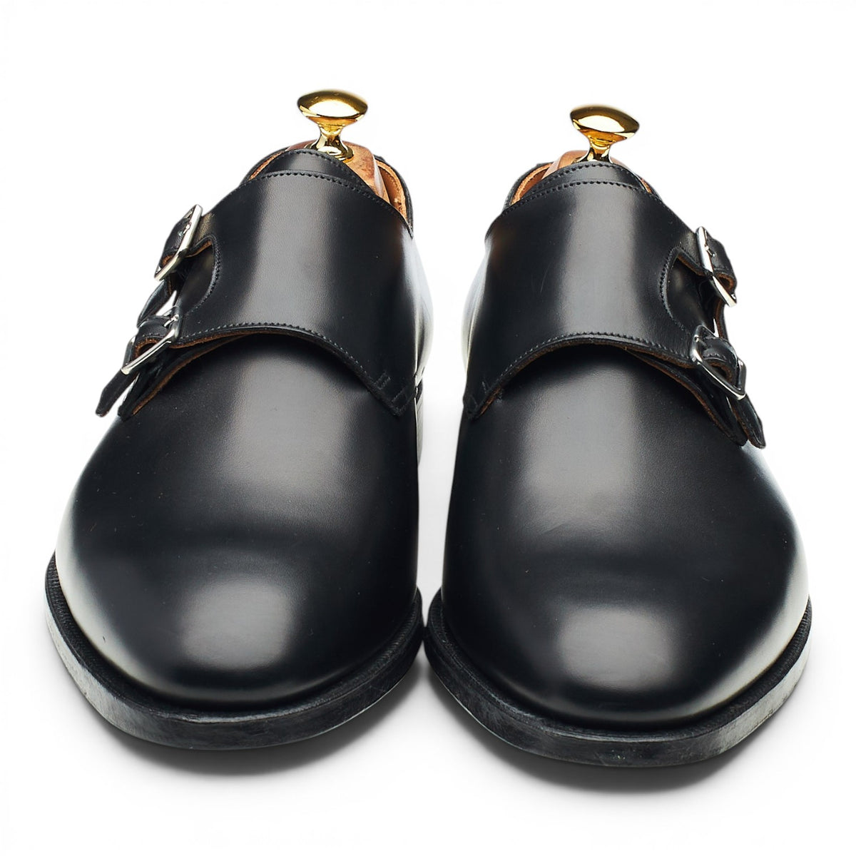 'Melbourne' Black Leather Double Monk Strap UK 10 E