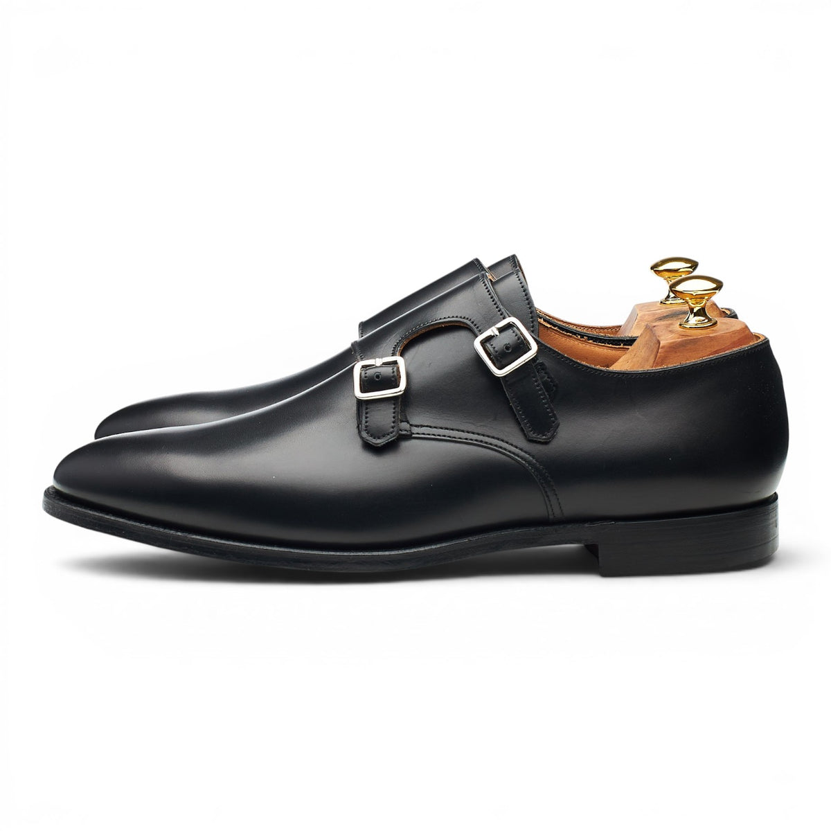 'Melbourne' Black Leather Double Monk Strap UK 10 E