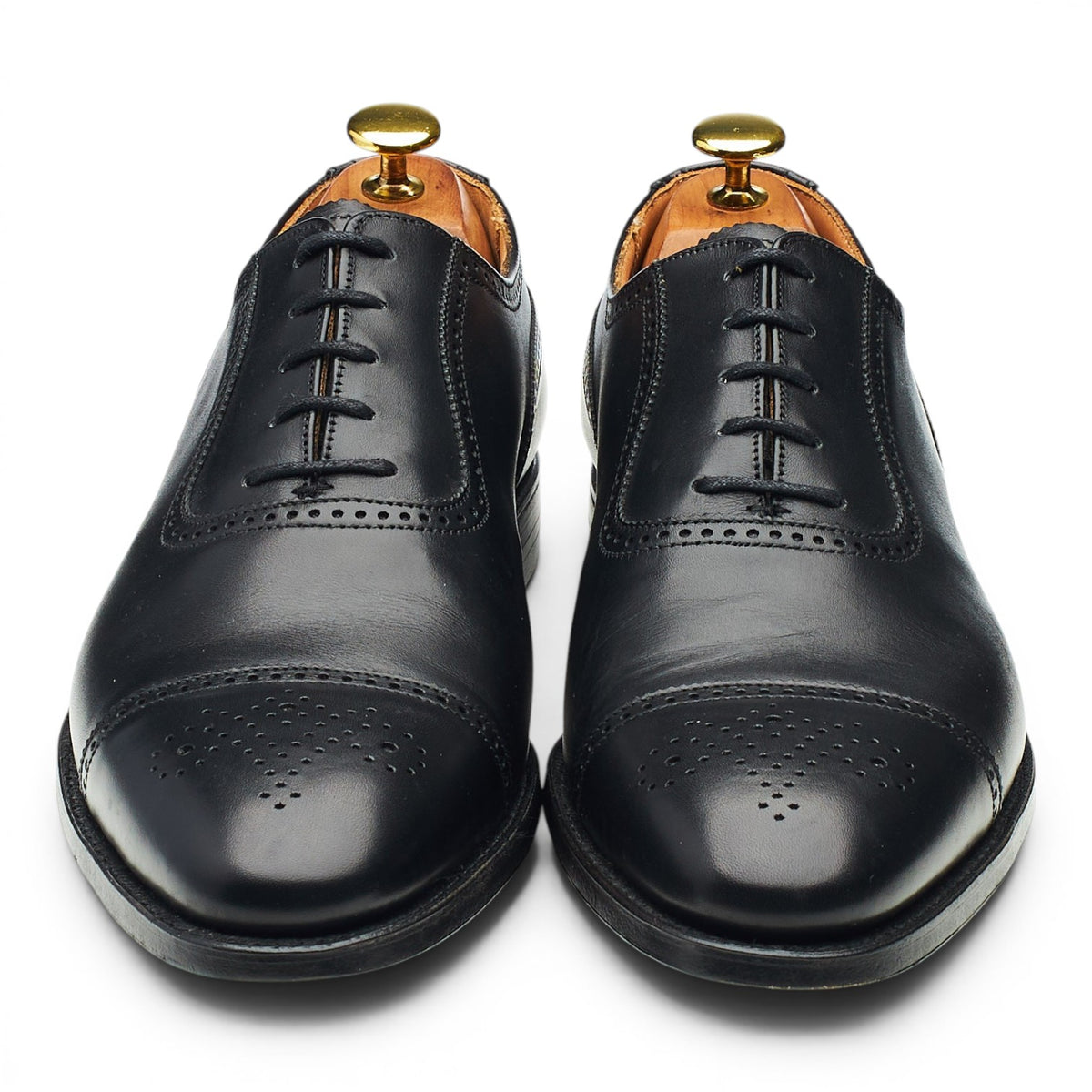 Peal & Co Black Leather Oxford Brogues UK 8.5 US 9.5 D