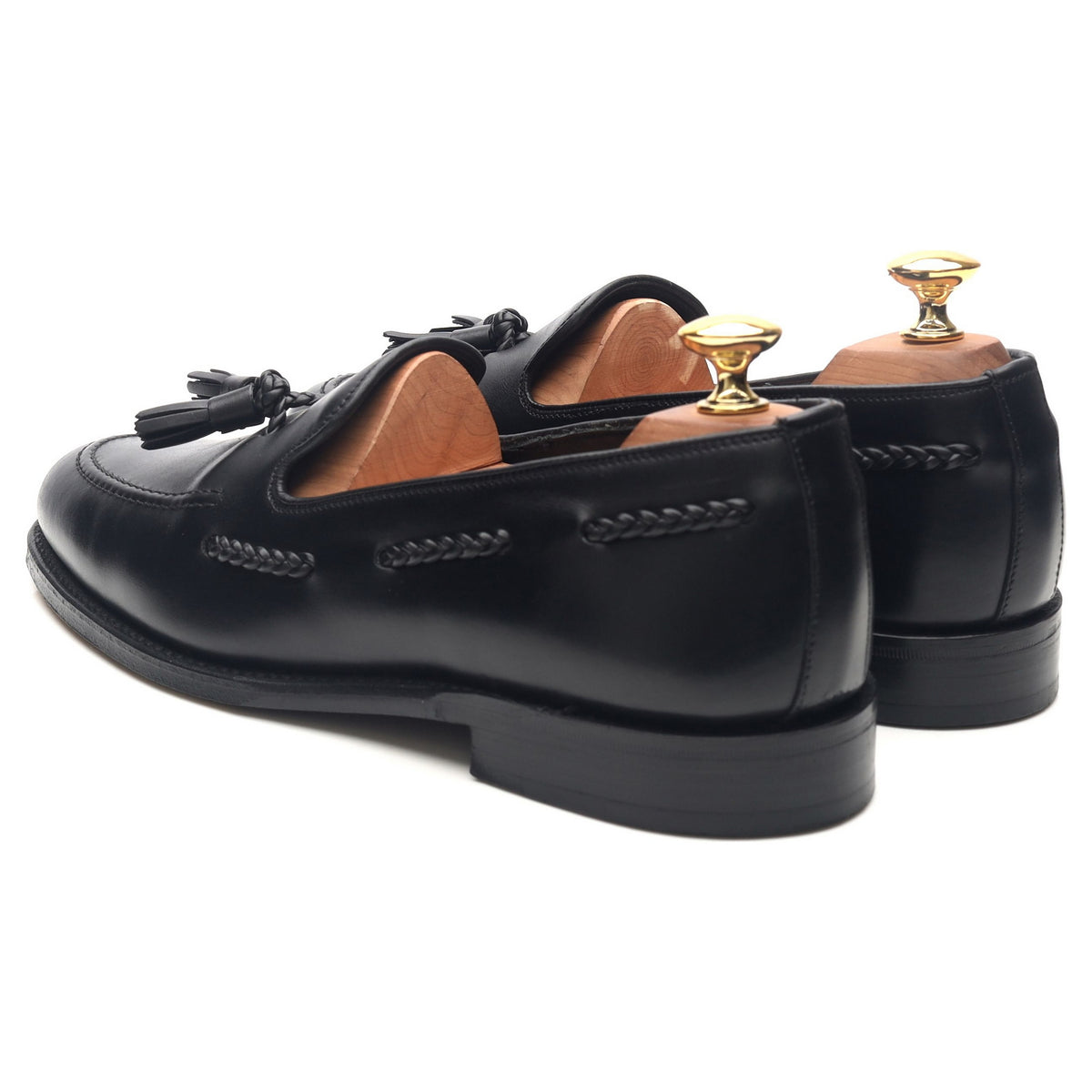 1880 &#39;Temple&#39; Black Leather Tassel Loafers UK 6 F