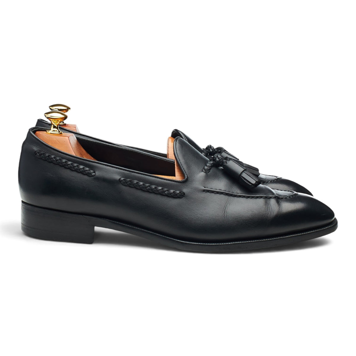 'OT41' Black Leather Tassel Loafers UK 9.5