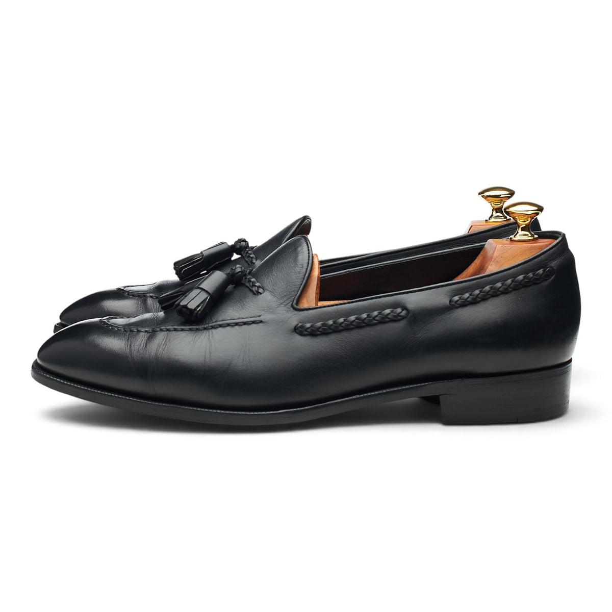 'OT41' Black Leather Tassel Loafers UK 9.5