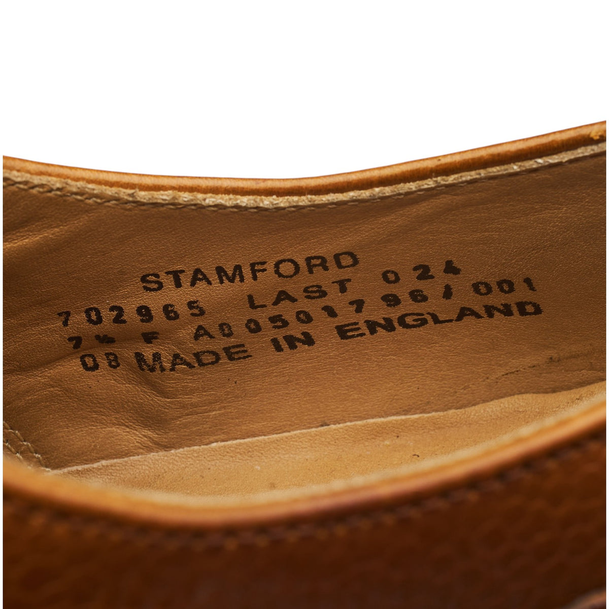 1880 'Stamford' Tan Brown Grain Leather Derby UK 7.5 F