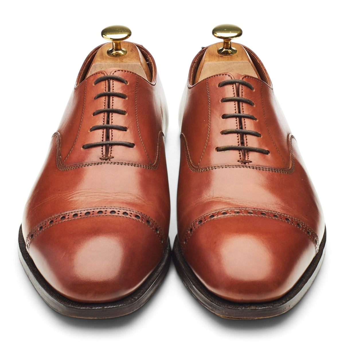 'Belgrave' Tan Brown Leather Oxford Brogues UK 7.5 E