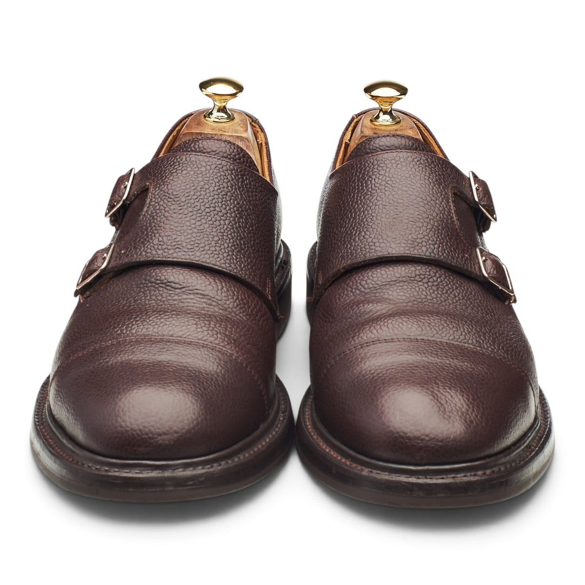 'Dylan' Dark Brown Grain Leather Double Monk Strap UK 10 F