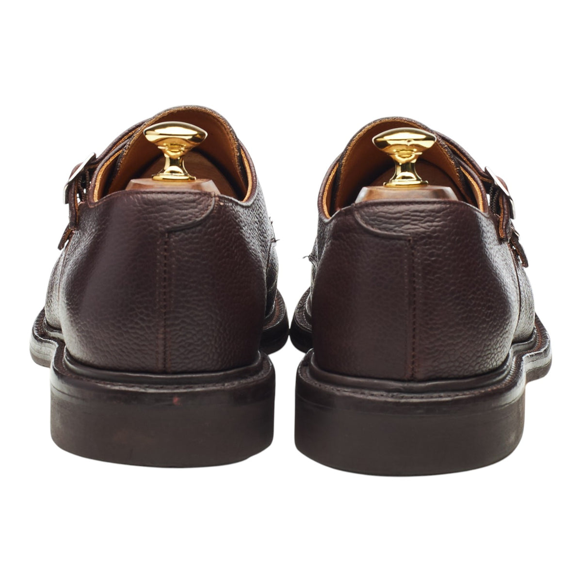 'Dylan' Dark Brown Grain Leather Double Monk Strap UK 10 F