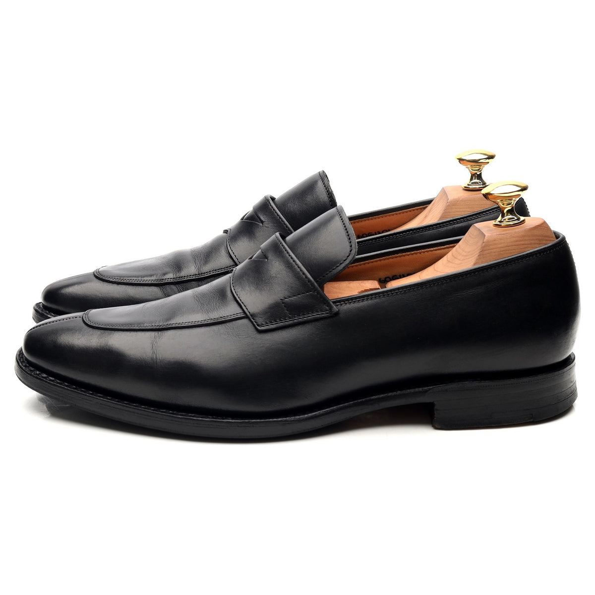 &#39;Swanley&#39; Black Leather Split Toe Penny Loafers UK 6 G