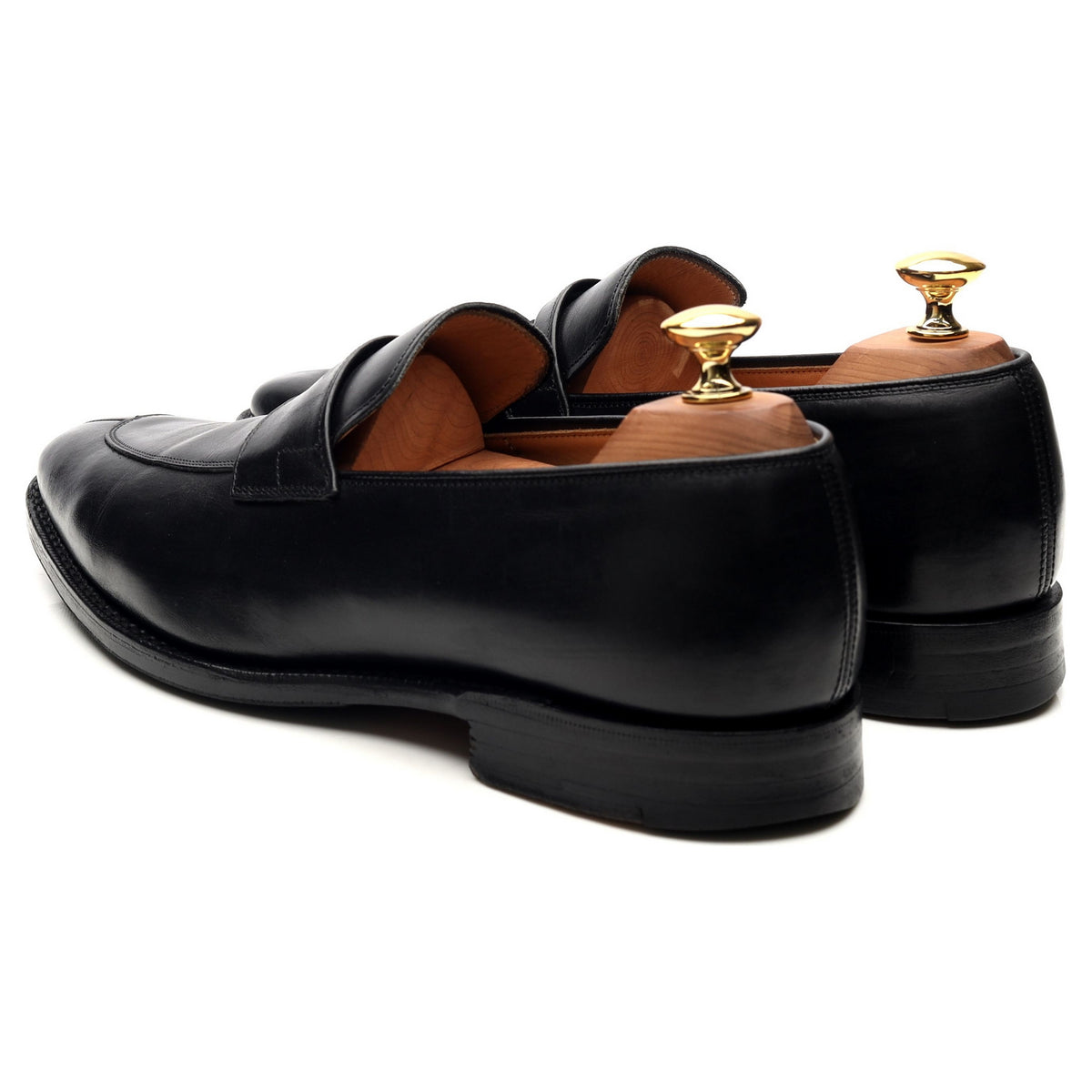 &#39;Swanley&#39; Black Leather Split Toe Penny Loafers UK 6 G