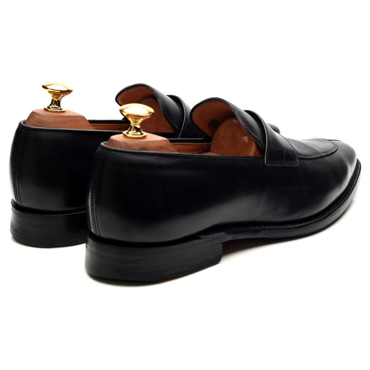 &#39;Swanley&#39; Black Leather Split Toe Penny Loafers UK 6 G