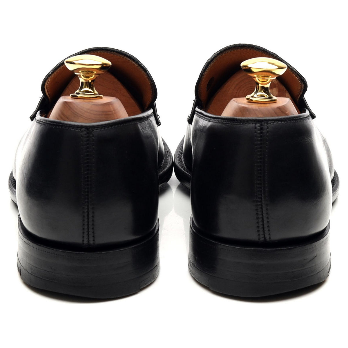 &#39;Swanley&#39; Black Leather Split Toe Penny Loafers UK 6 G