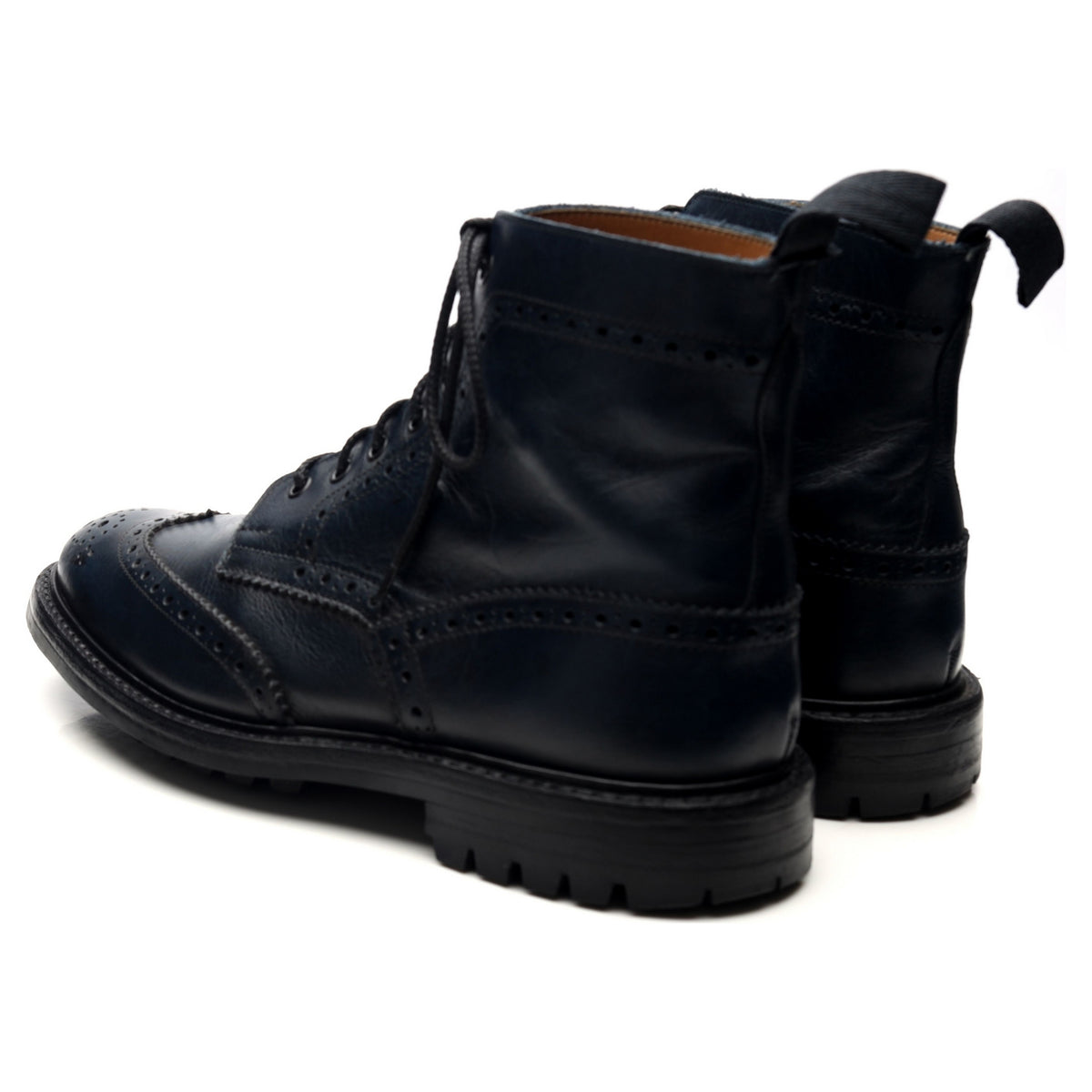 &#39;Stow&#39; Navy Blue Museum Leather Boots UK 9