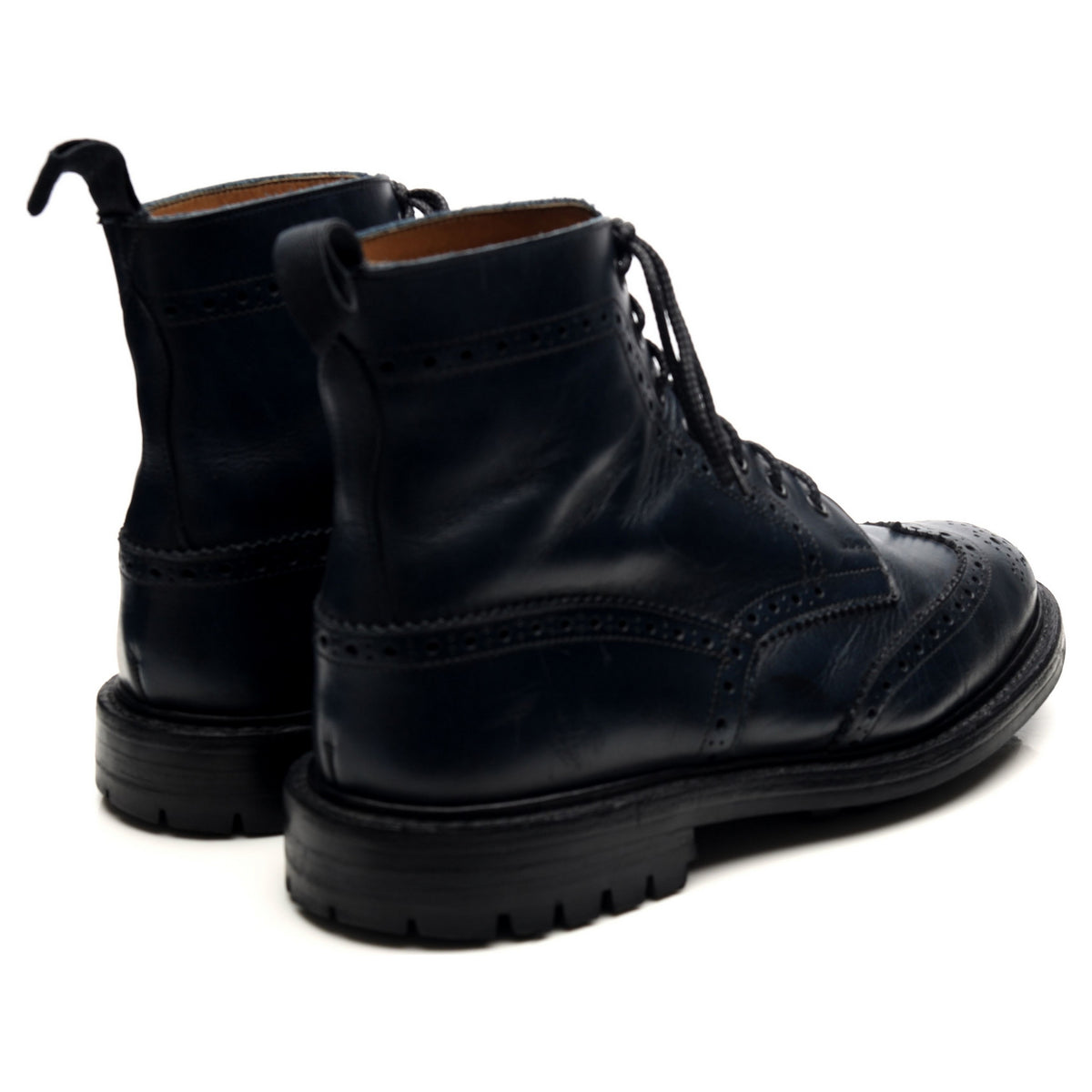 &#39;Stow&#39; Navy Blue Museum Leather Boots UK 9