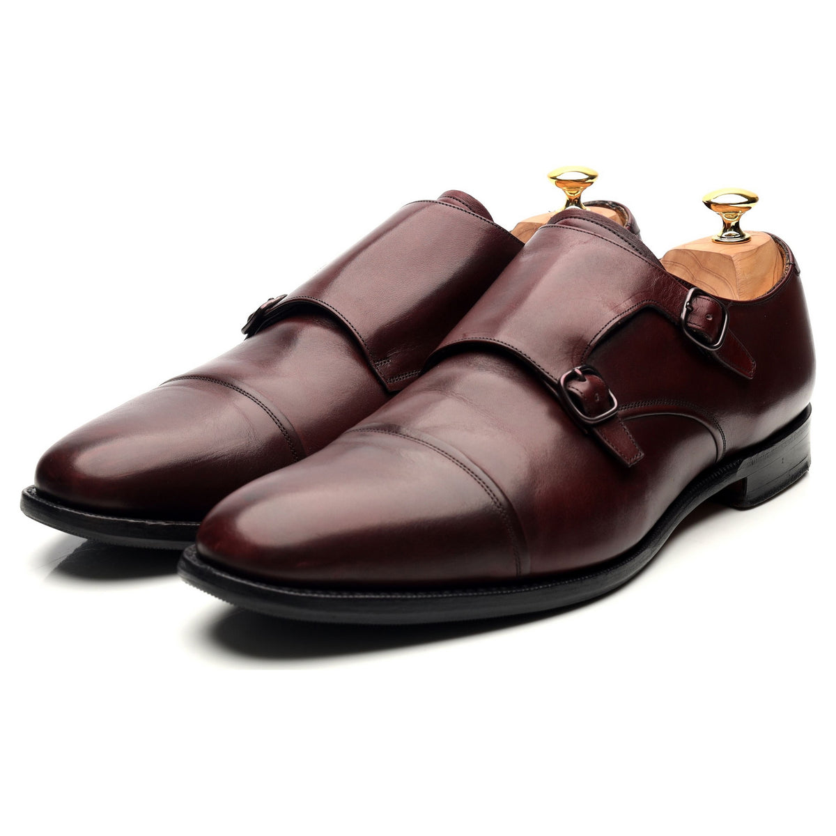 &#39;Ledstone&#39; Burgundy Leather Double Monk Strap UK 11 F